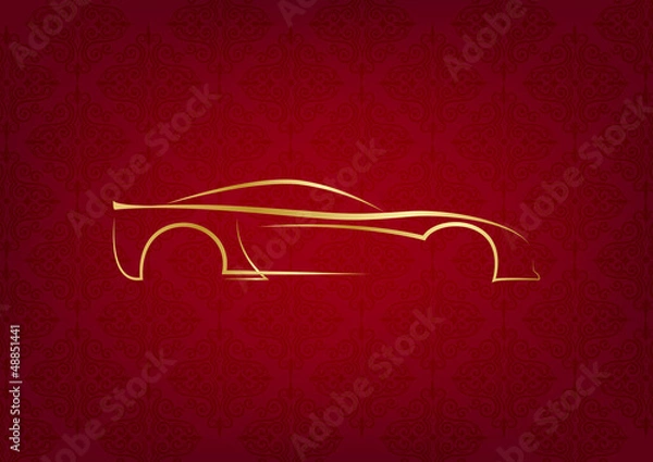 Obraz Abstract calligraphic car logo on red background