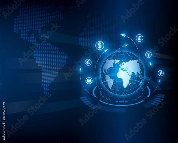 Obraz Currency exchange technology blue background eps10