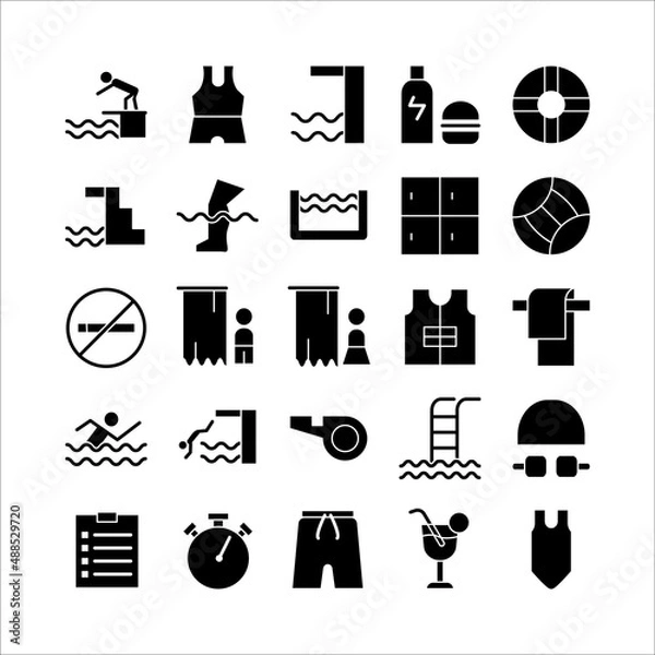 Fototapeta Swimming icon set vector solid for website, mobile app, presentation, social media.