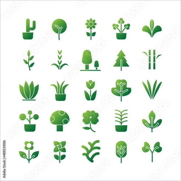 Fototapeta Plant icon set vector gradient for website, mobile app, presentation, social media.