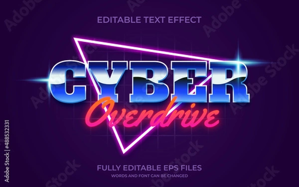 Obraz 80s retro cyber overdrive editable text effect 