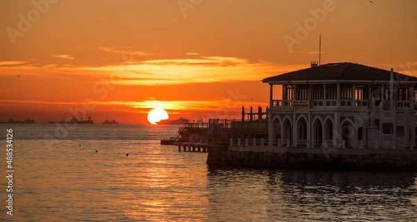 Obraz sunset over the harbor istanbul