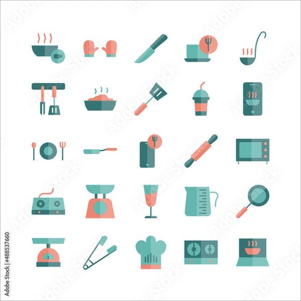 Obraz Kitchen icon set vector flat for website, mobile app, presentation, social media.