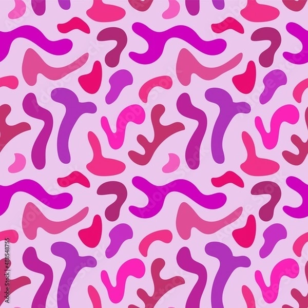 Fototapeta Vector geometric magenta seamless pattern with liquid smooth spots. Decorative modern pink background for print
