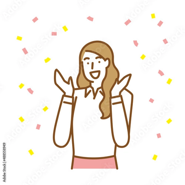 Obraz 両手を広げて喜びを表現する若い女性　ビジネス編