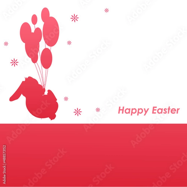 Fototapeta inscription happy easter with red easter background from bunny with balls