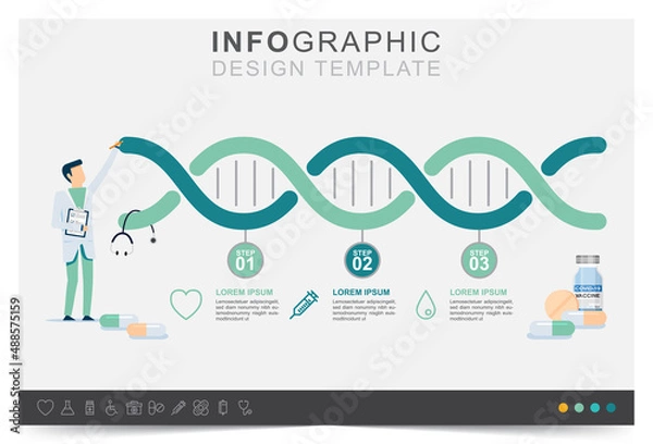 Obraz Modern infographic template, presentation medical infographic template, step to treatment, icon set