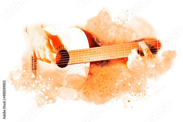 Obraz Guitar music illustration with abstract effects.