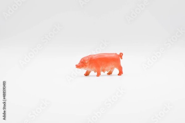 Obraz pig.plastic toy on a white background