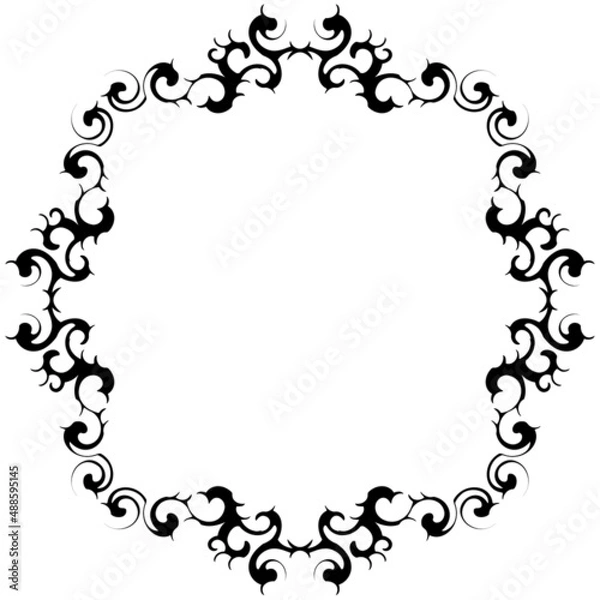 Fototapeta 高級感のあるオーナメントのフレーム　正方形　ブラック