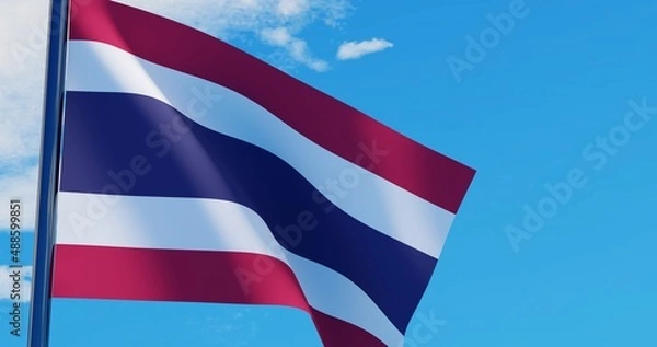 Fototapeta 3D illustration of Thailand Flag are waving in the sky