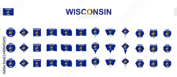 Fototapeta Large collection of Wisconsin flags of various shapes and effects.
