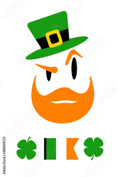 Obraz St. Patrick's Day. a leprechaun in a green hat. the Irish symbol. vector logo. vector illustration