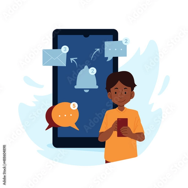 Fototapeta Illustration graphic of Discussion Via Email. Perfect for banner, social media, etc.