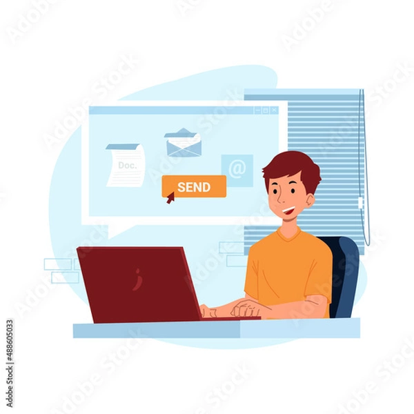 Obraz Illustration graphic of Send Assignment. Perfect for banner, social media, etc.