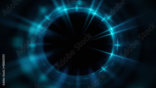 Fototapeta Bright abstract background with leaks. Blurred lighting tunnel. Magic portal. Vivid sphere lens
