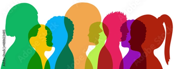 Fototapeta colorful silhouette background with head of people 