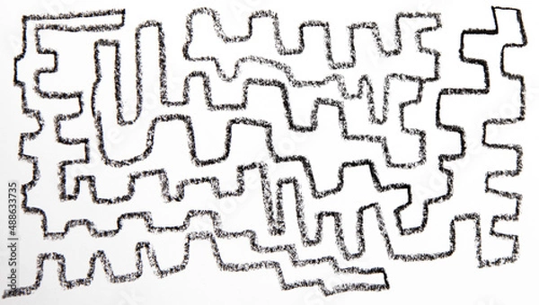Obraz Abstract maze geometric background. Hand drawn seamless pattern with bold square lines. Irregular maze and labyrinth pattern.