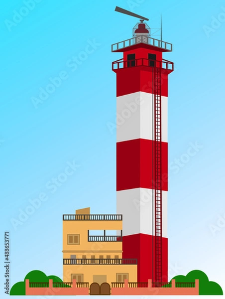Fototapeta Chennai lighthouse on a sky background vector 