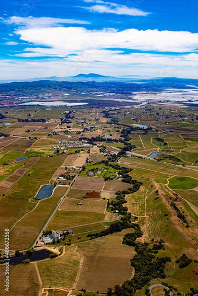 Obraz Clouds Hang over the Mountains Bordering Wine Country in Sonoma County, California, USA