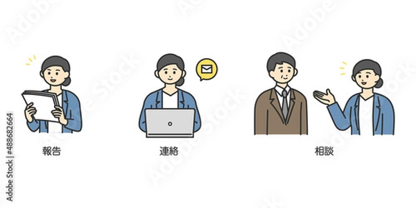 Fototapeta 報連相のイメージイラスト素材