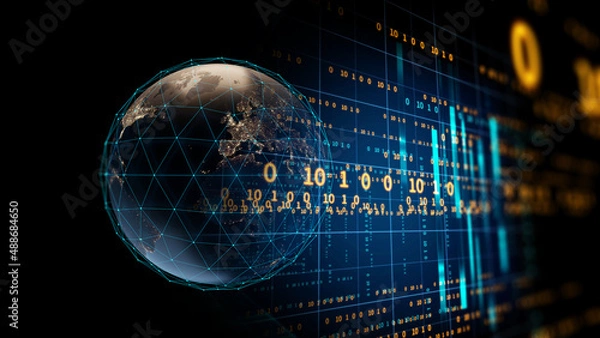 Obraz 3d rendering of Blockchain on technology background