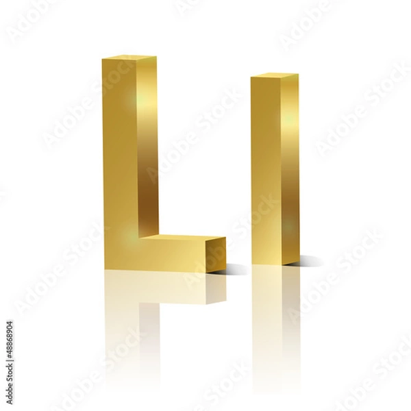 Obraz Vector letter L of golden design alphabet