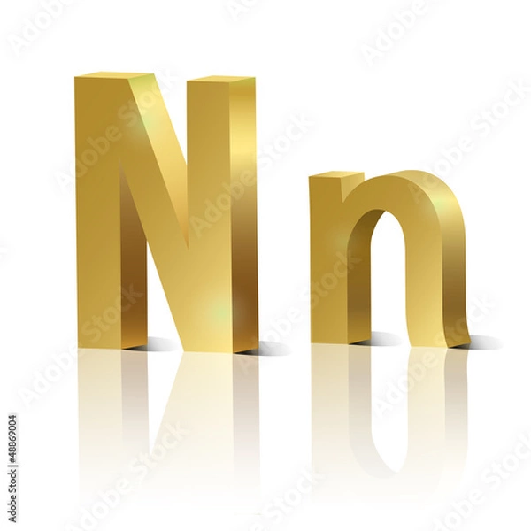 Obraz Vector letter N of golden design alphabet