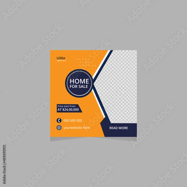 Fototapeta Set of social media post template and marketing webinar other seminars, online courses and classes, suitable modern banner and real estate square banner design template etc.