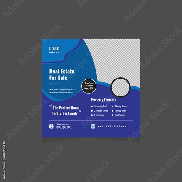 Fototapeta Set of social media post template and marketing webinar other seminars, online courses and classes, suitable modern banner and real estate square banner design template etc.
