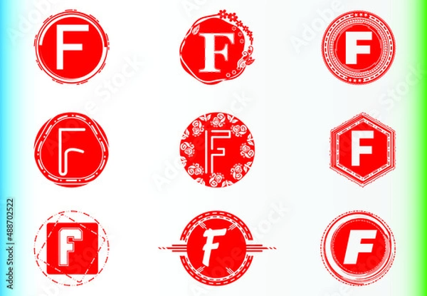 Fototapeta F letter logo and icon design template bundle
