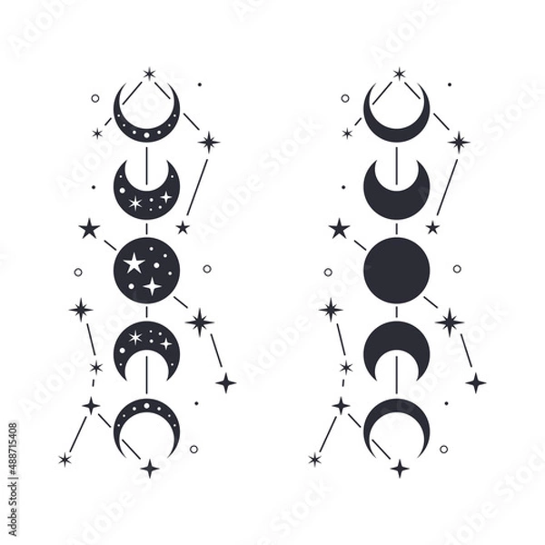 Obraz Moon phases with stars.