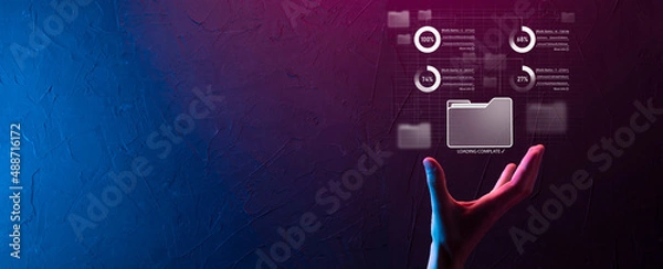 Obraz Business developer hand using board framework on virtual modern computer showing innovation Agile software development lean project management tool fast changes concept.Document Management System DMS