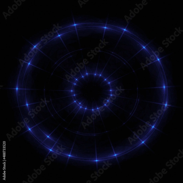 Fototapeta Bright abstract background with leaks. Lighting tunnel. Magic portal. Vivid sphere lens