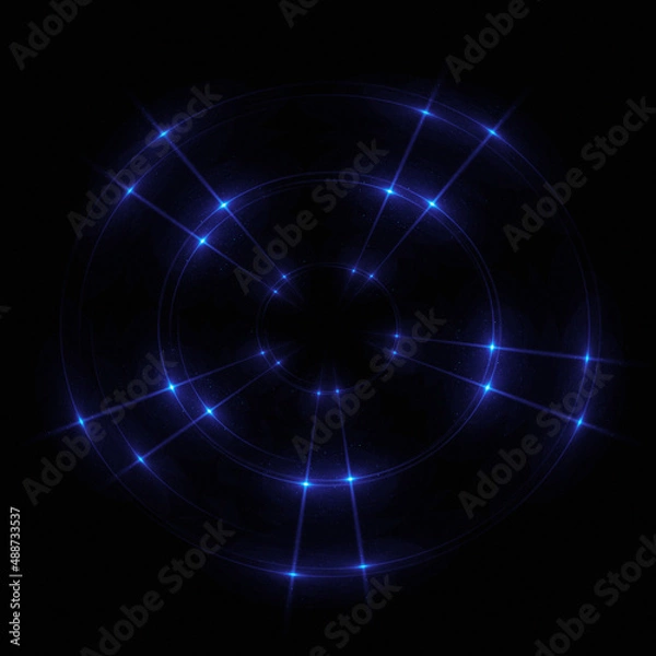 Fototapeta Bright abstract background with leaks. Lighting tunnel. Magic portal. Vivid sphere lens