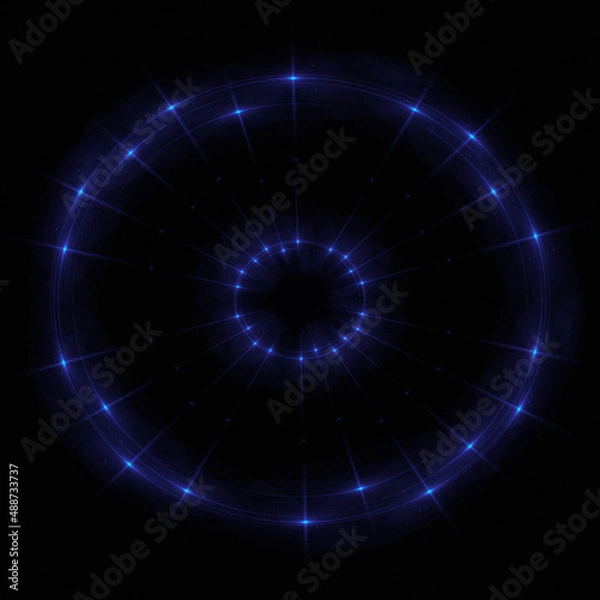 Fototapeta Bright abstract background with leaks. Lighting tunnel. Magic portal. Vivid sphere lens