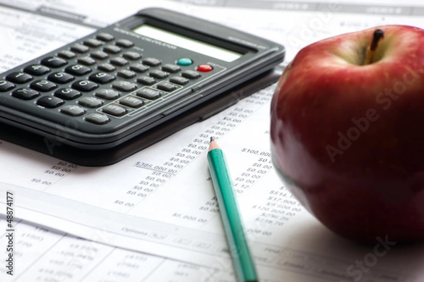 Obraz accounting paperwork with data files