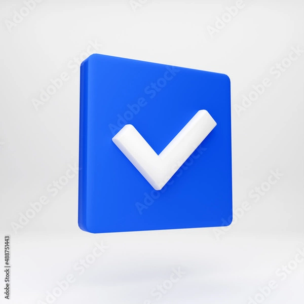 Fototapeta 3d cartoon icon check verify approved for mockup template presentation infographic  3d render illustration