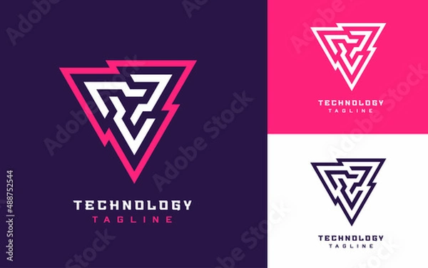 Fototapeta Modern and Creative Abstract Triangle Geometric Logo for Technology Company