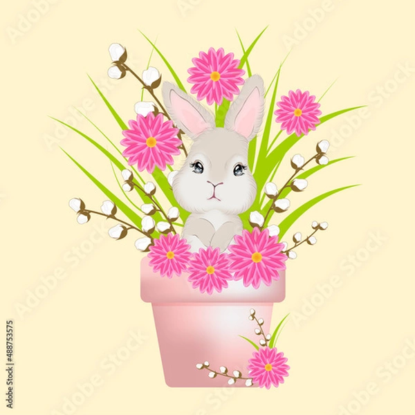 Obraz  Easter bunny. Easter. A bunny in a pot.