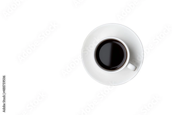 Fototapeta offee in white cup isolated on white background seen from top and side view