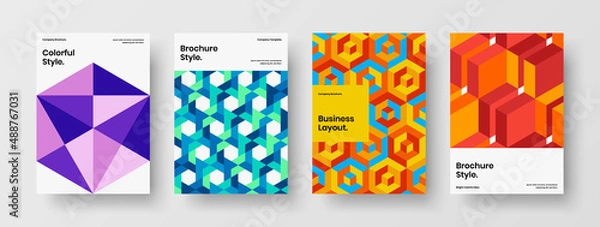 Fototapeta Multicolored corporate identity vector design illustration composition. Fresh geometric tiles presentation concept bundle.