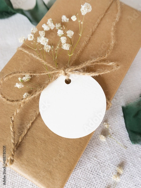 Obraz White Blank Tags for Gifts, Mockup Tags, Mockup Product Label