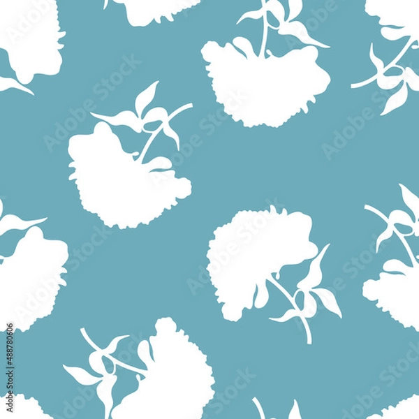 Fototapeta seamless pattern with white silhouettes of peonies