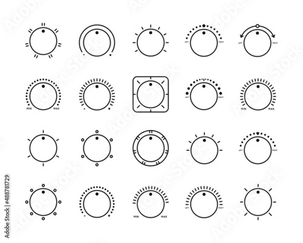 Obraz Icon Adjustment Knob. Heat-Cold, Left-Right, Power, Switching, Mode, Setting, Selection. Vector sign in simple style isolated on white background.