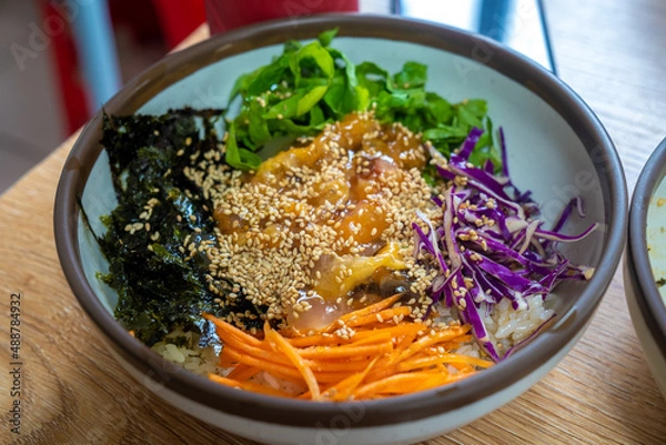 Obraz 제주도 채소 가득 멍게 비빔밥