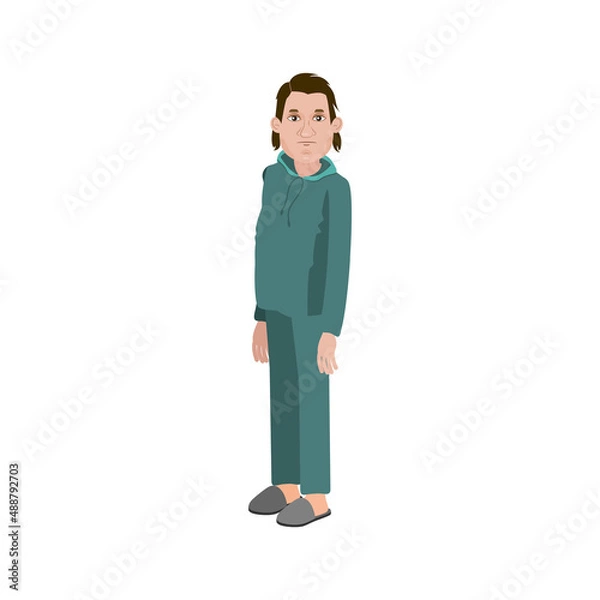 Obraz The man is standing in home clothes and slippers. A character for animation. All the details are on separate layers.