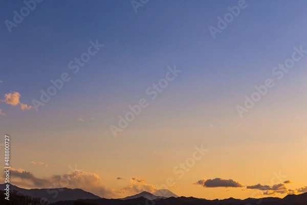 Fototapeta 夕焼け空と富士山