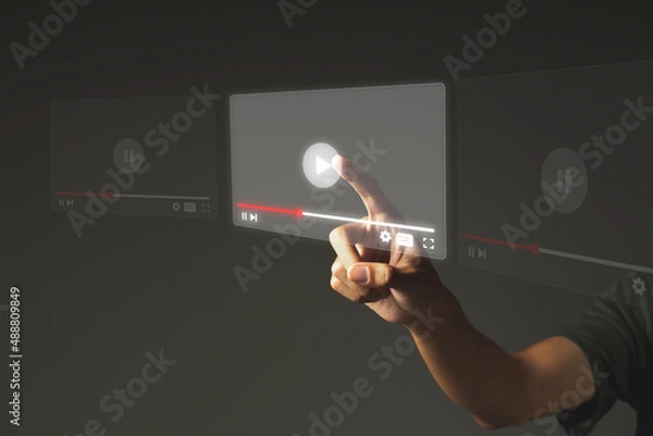 Obraz streaming online, watching video on internet hologram concept