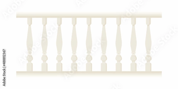 Obraz Stone balustrade with balusters for fencing and protection from falling. Palace of castle fence. Balcony handrail with marble pillars. Concept of decorative railing and architecture element. 
